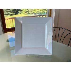 Fitz and Floyd Everyday White Square Dinner Plates 10" Porcelain Set of 6